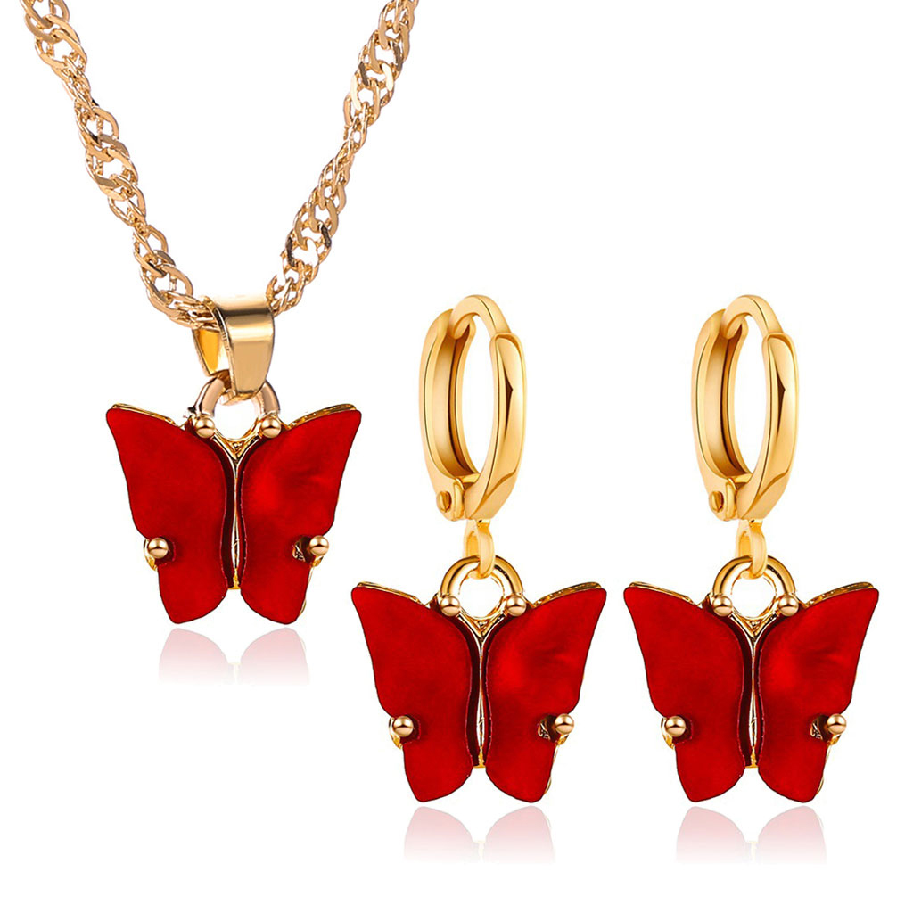 Jewelry Set Acrylic for Butterfly Drop Earring for Butterfly Pendant Necklace fo